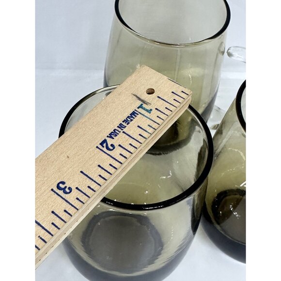 VTG Libbey Tempo Brown Tankard Mugs Set of 3 Smoke Glass Retro Bar 2.75"x5" - Picture 11 of 11